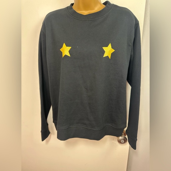 Monki Black Discontinued Cute Glittery Gold Stars Sweatshirt Jumper Top NWT XS-S - Picture 7 of 14